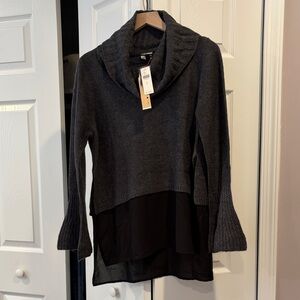 Anthropologie Charcoal and Black Cowl Neck Sweater